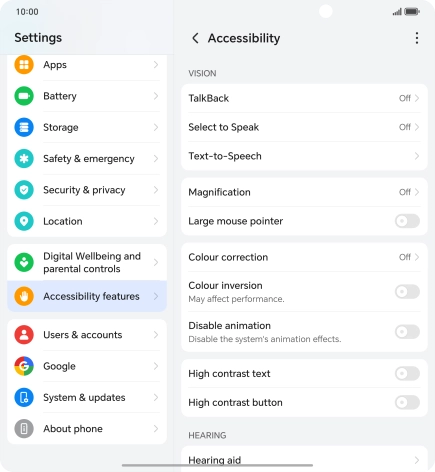 Press the required setting below Press the required setting below