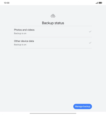 Press Manage backup.