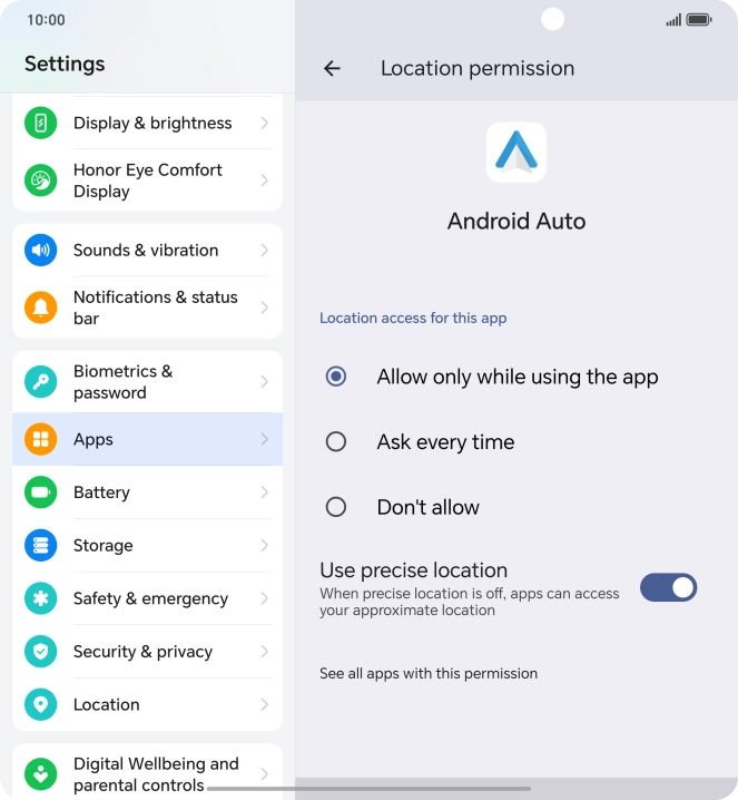 Press the required setting. Press the required setting.