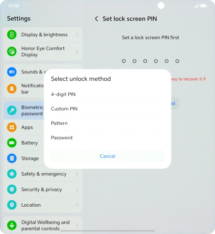 Press the required phone lock code and follow the instructions on the screen to create an additional phone lock code.