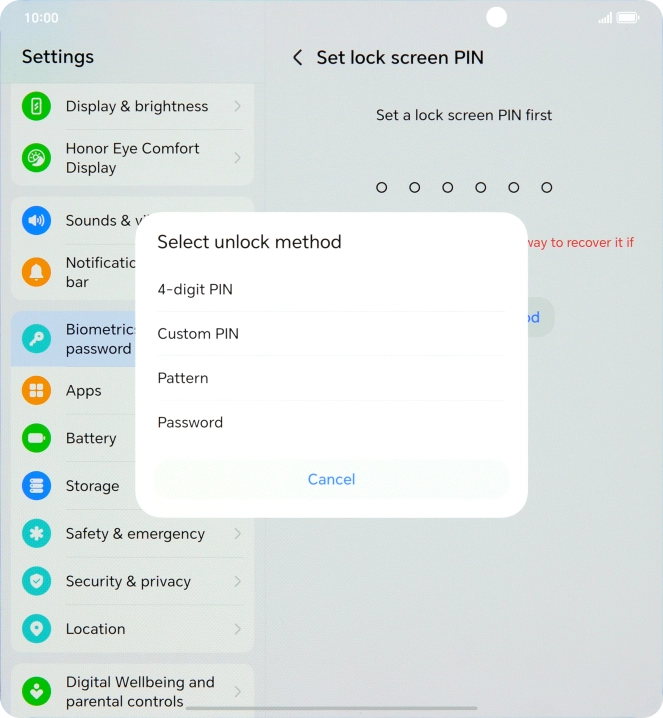 Press the required phone lock code and follow the instructions on the screen to create an additional phone lock code.