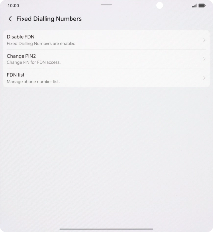 Press Disable FDN. Press Disable FDN.