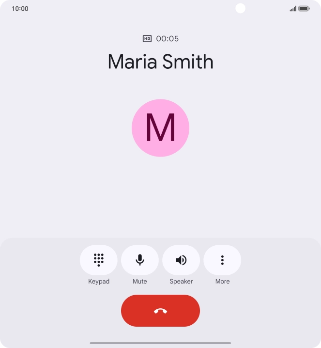 Press the end call icon.