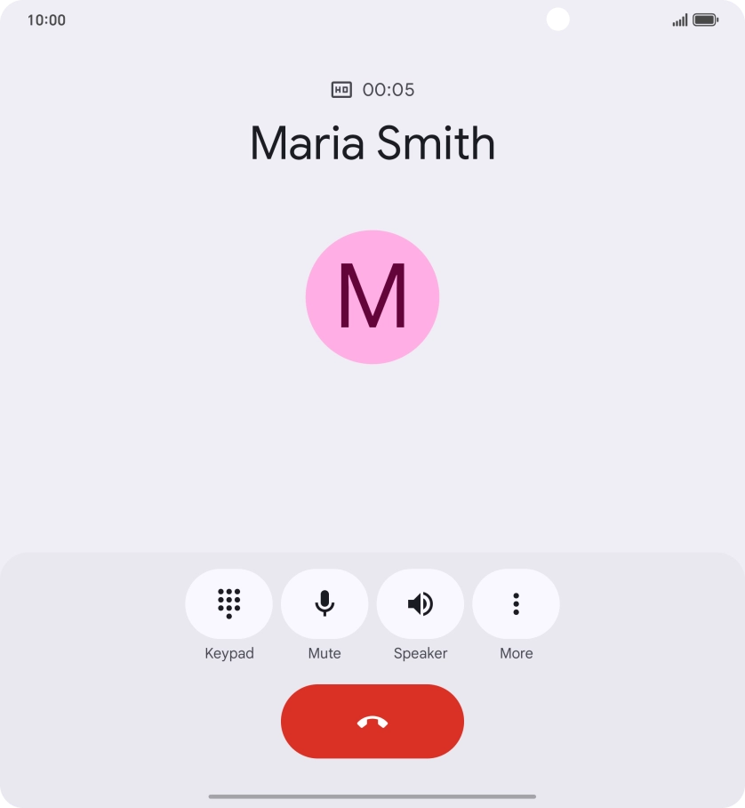 Press the end call icon.