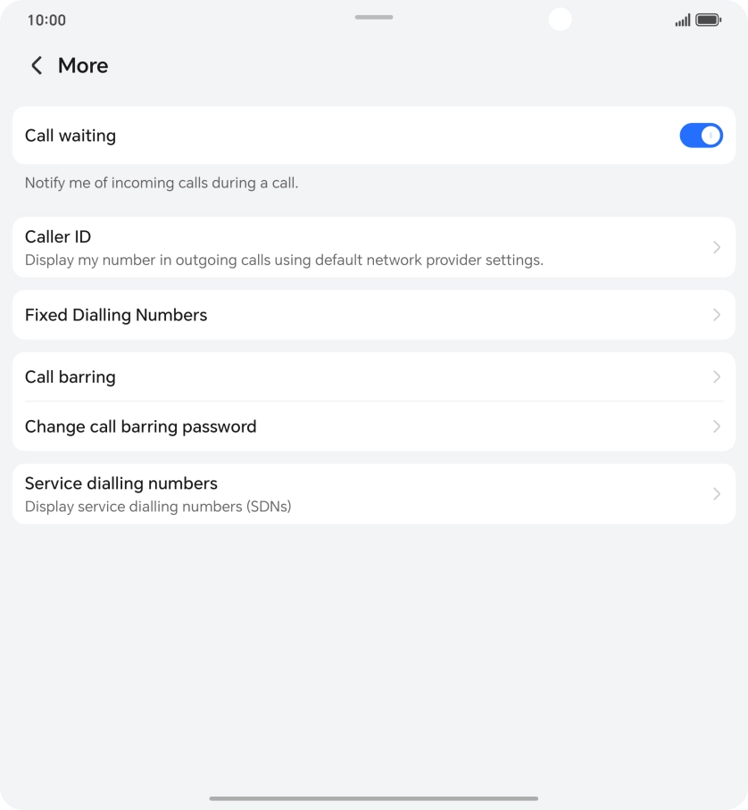 Press Fixed Dialling Numbers.