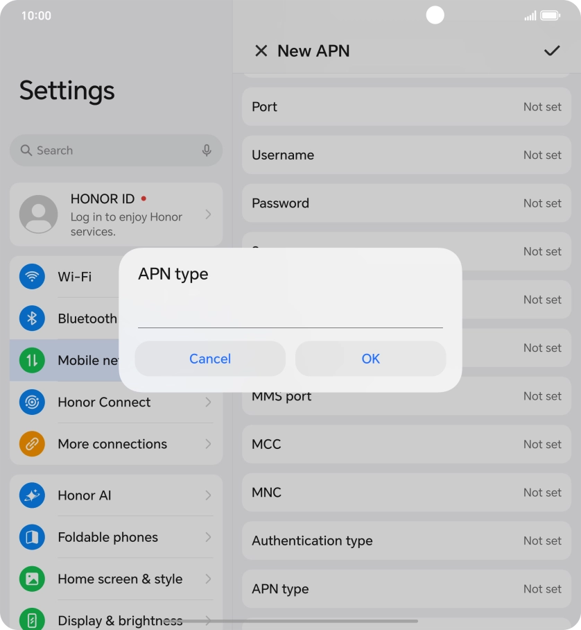 Key in mms and press OK. Key in mms and press OK.