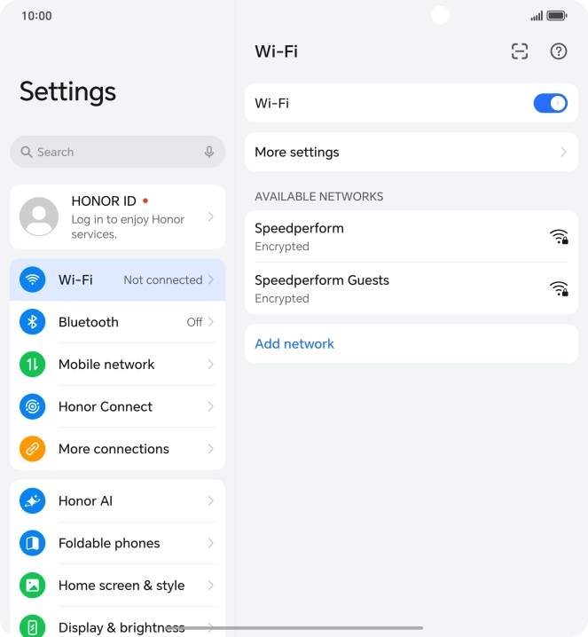 Press the required Wi-Fi network.