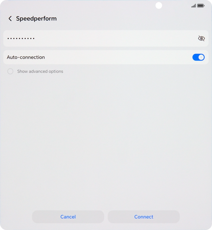 Key in the password for the Wi-Fi network and press Connect.