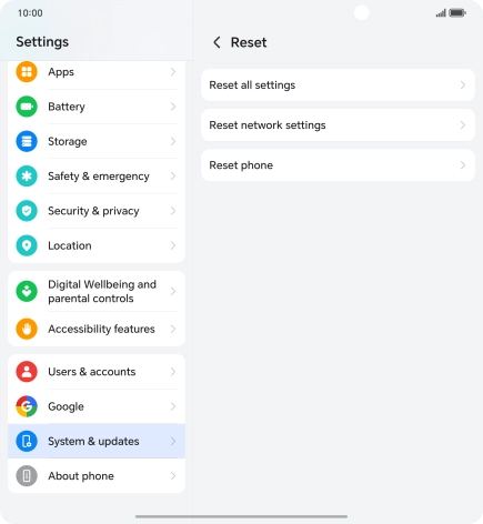 Press Reset phone. Press Reset phone.