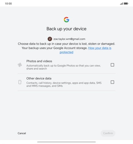 Press the fields next to the required data types to select them.