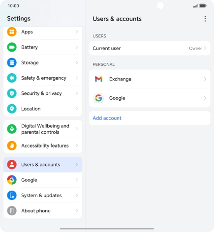 Press the required account type.