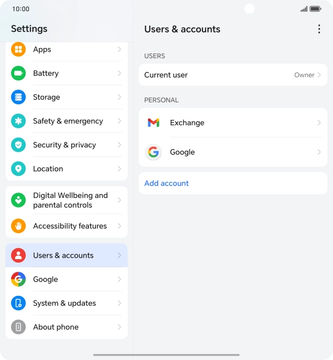 Press the required account type.