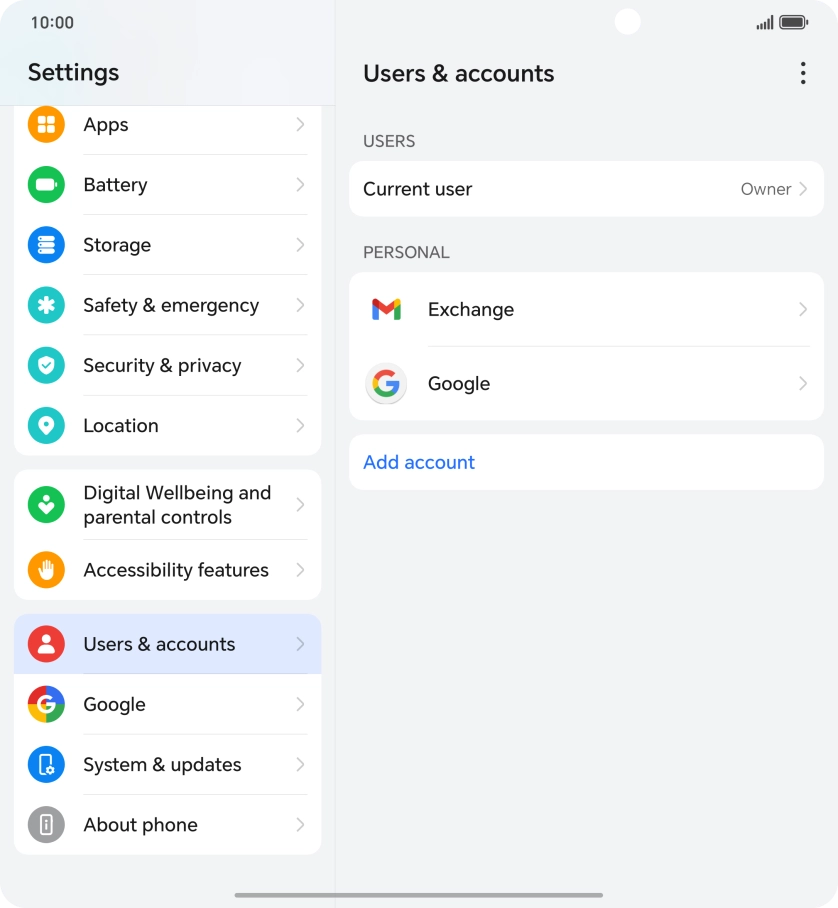 Press the required account type.