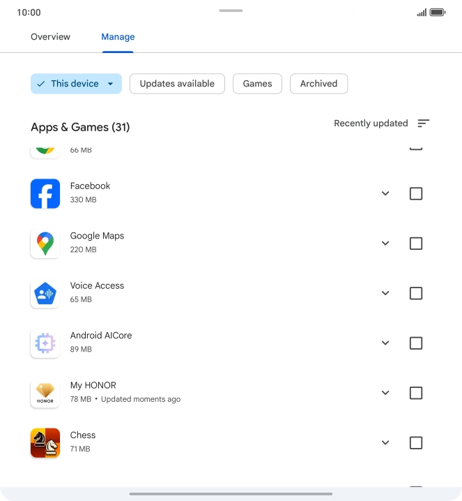 Press the required app.