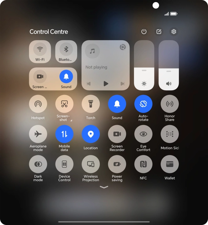 Press the flight mode icon to turn the function on or off.
