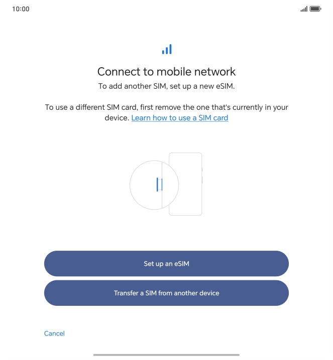 Press Set up an eSIM.