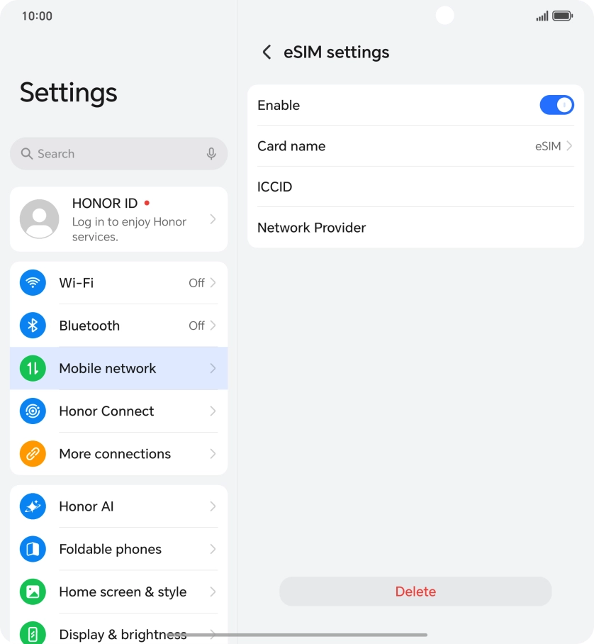 Press Delete and follow the instructions on the screen to delete your eSIM. Press Delete and follow the instructions on the screen to delete your eSIM.