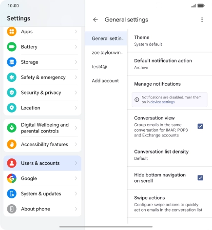 Press the required email account.