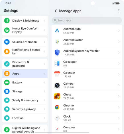 Press the required app.