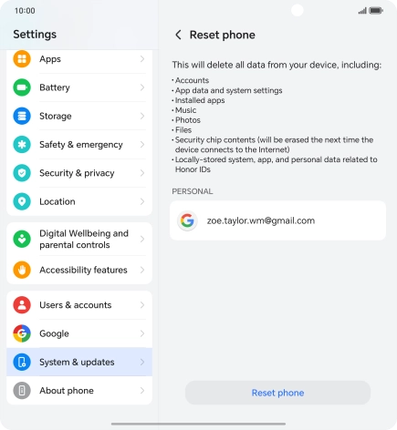 Press Reset phone. Press Reset phone.