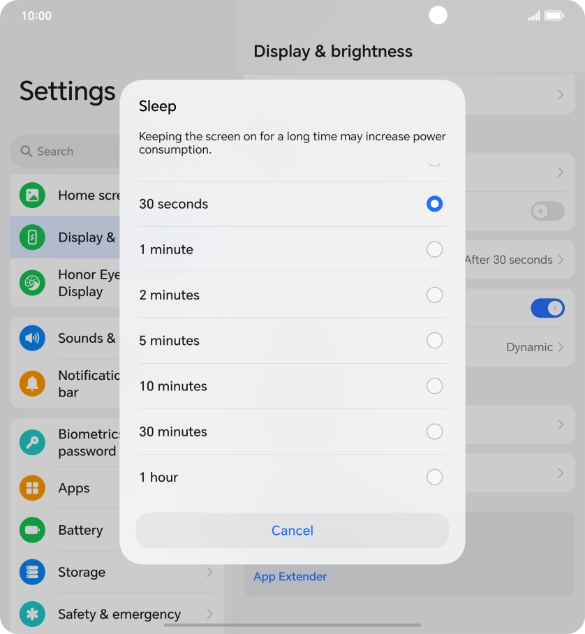 Press the required setting. Press the required setting.