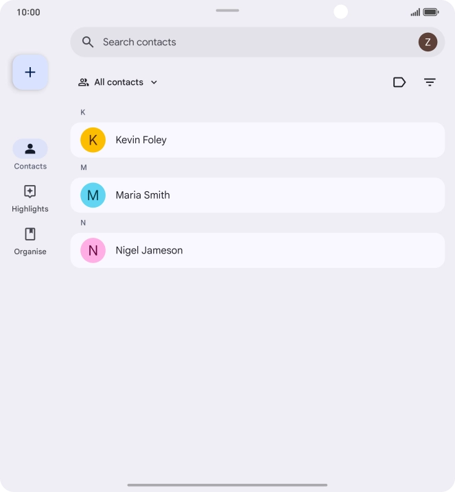 Press the new contact icon.