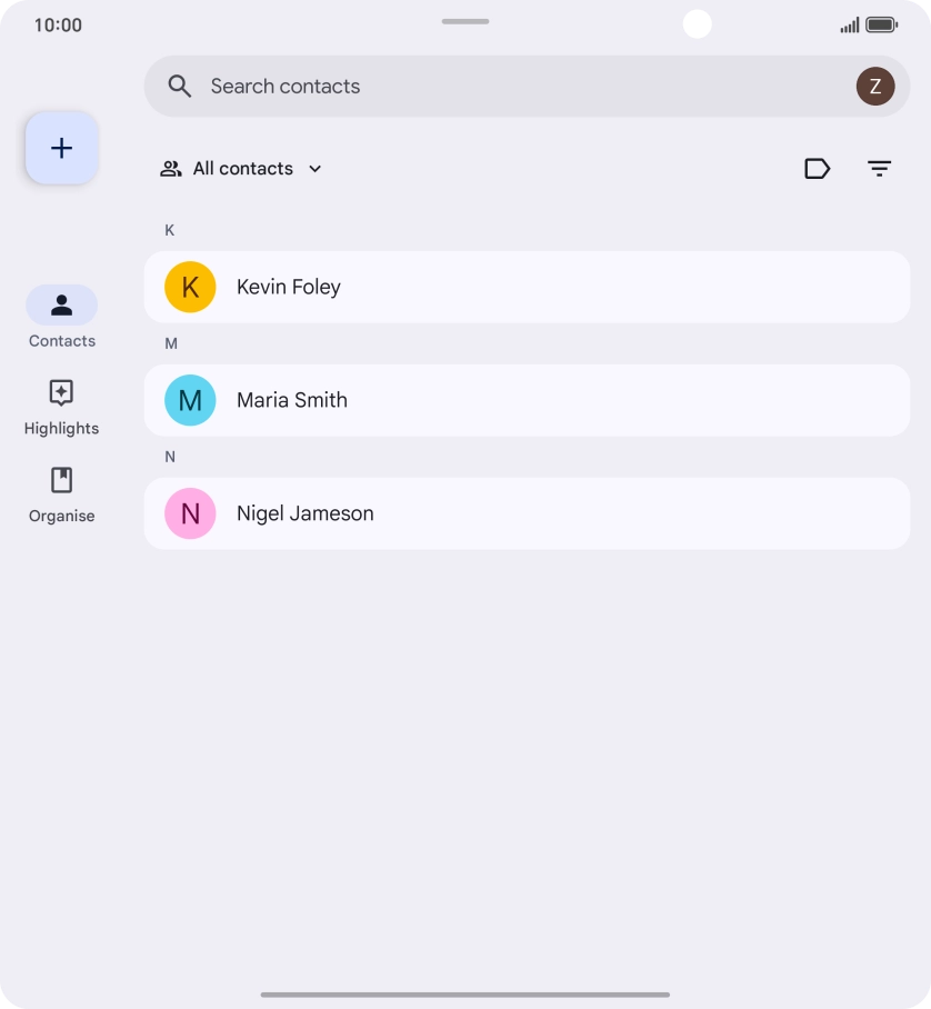 Press the new contact icon.