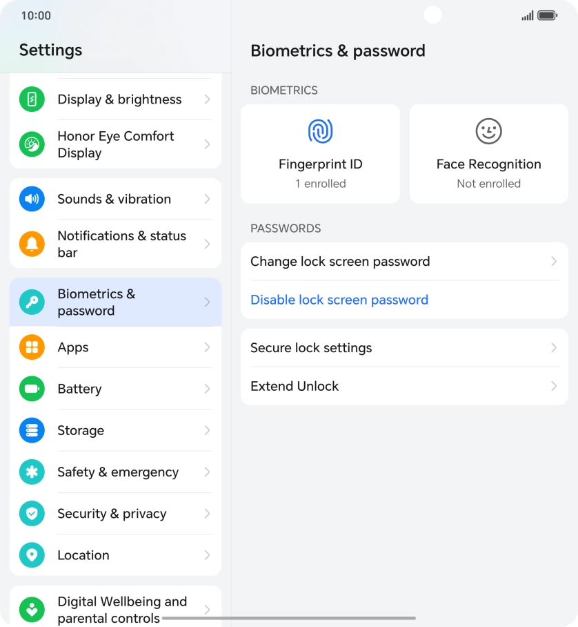 Press Disable lock screen password and key in the additional phone lock code you created earlier.