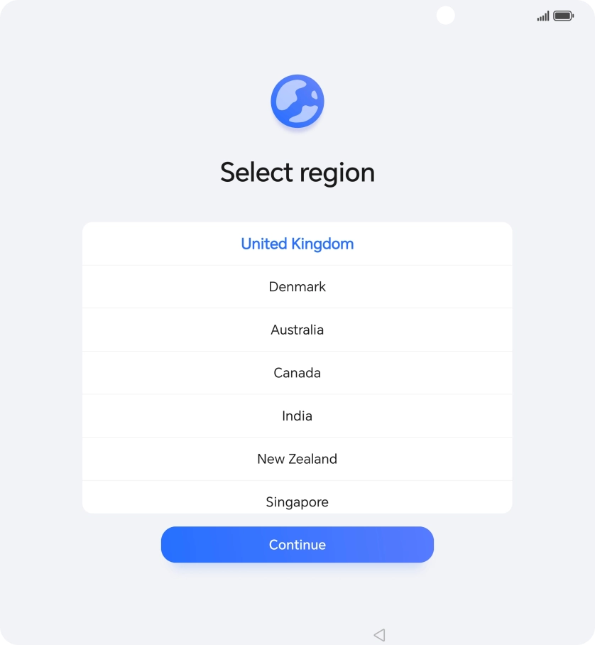 Press the required country or area.