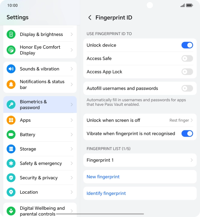 Press the required settings.