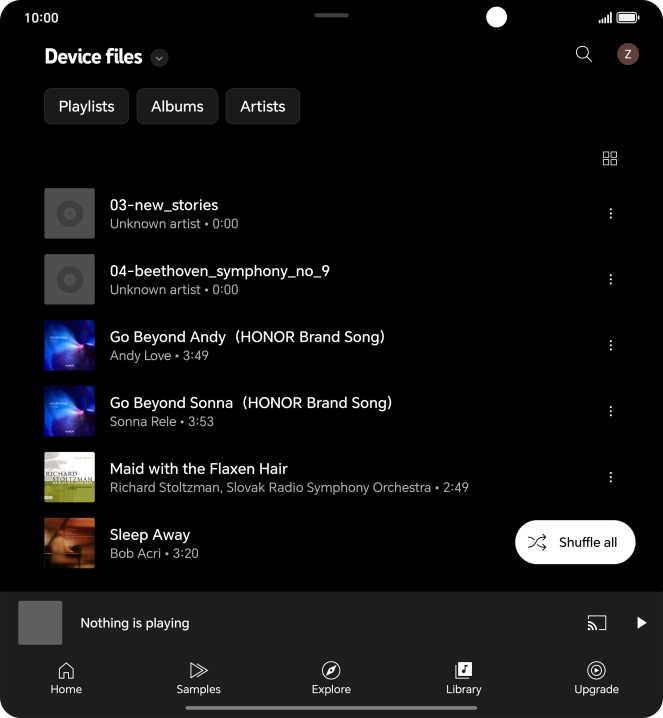 Press the required audio file. Press the required audio file.