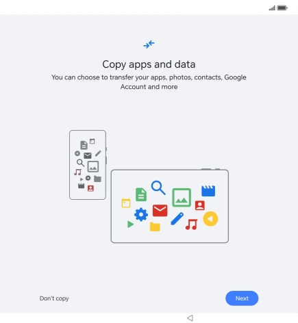 You can transfer the contents of another phone to your phone when it's activated for the first time and after a factory reset. When this screen is displayed, your phone is ready to transfer content from another phone.