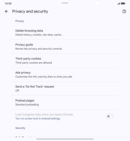 Press Delete browsing data.