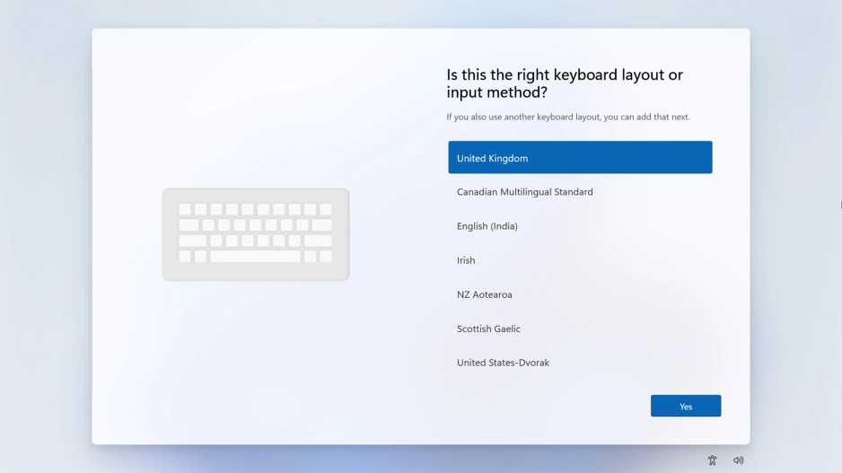 Click the required keyboard layout.