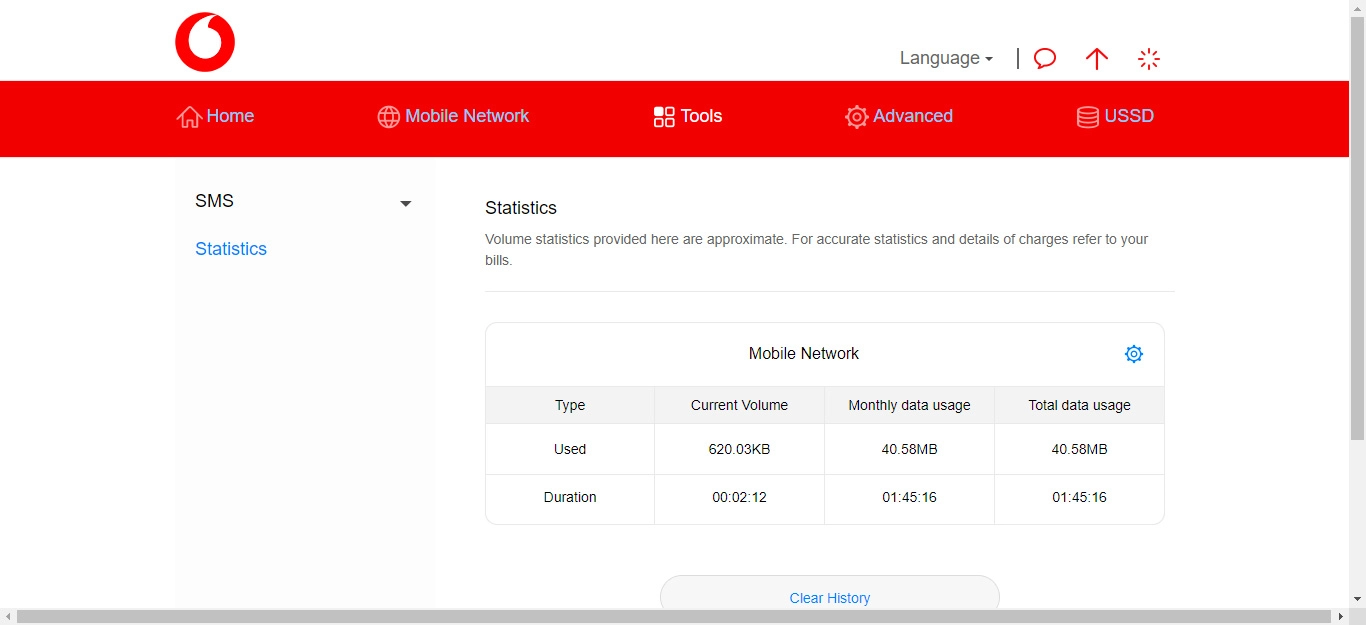 The data usage overview is displayed.