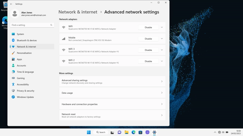 Click Network reset.