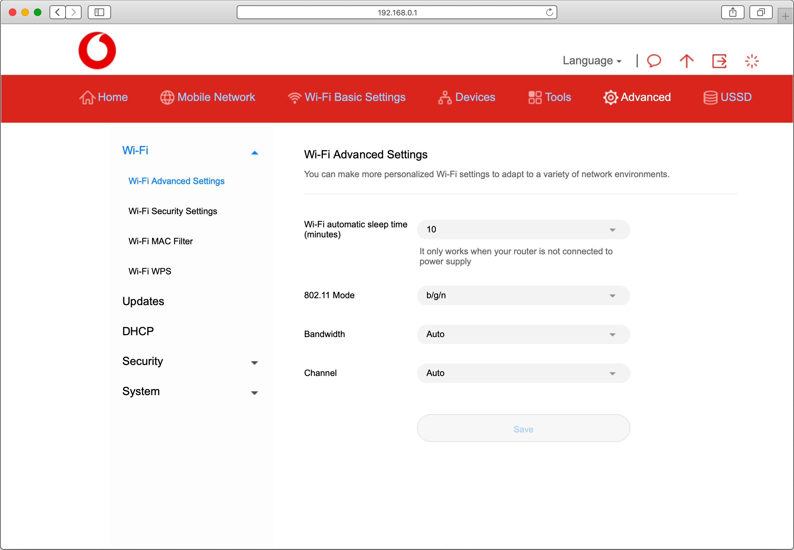 Click Wi-Fi Advanced Settings.
