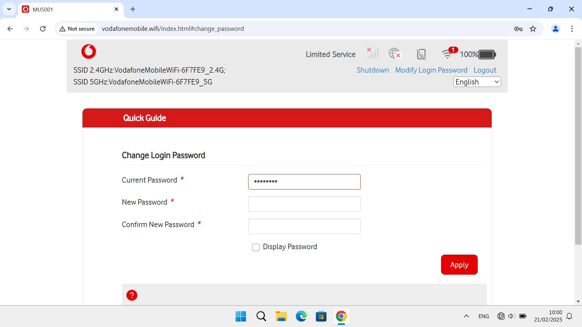 Click the field next to 