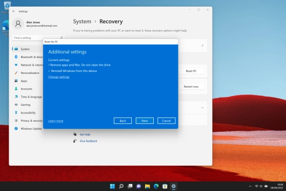 Click Change settings.