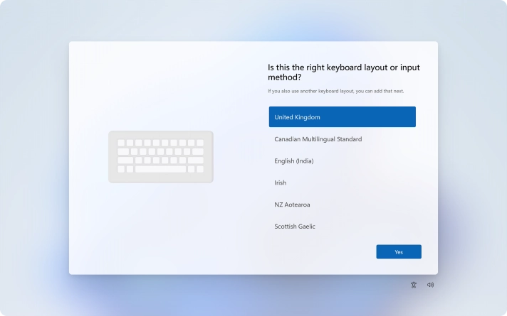 Click the required keyboard layout.