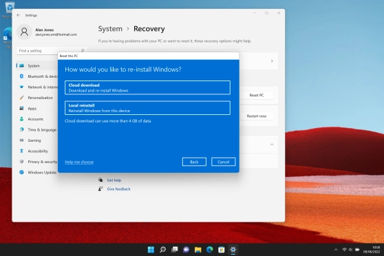 Click the required setting.