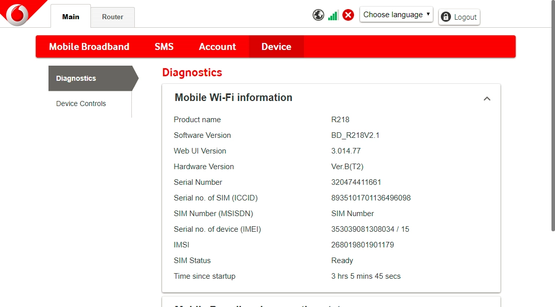 In Device you can see general information about your router such as software version and internet connection status and restore your router to the factory default settings.