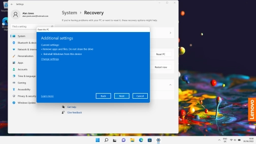 Click Change settings.