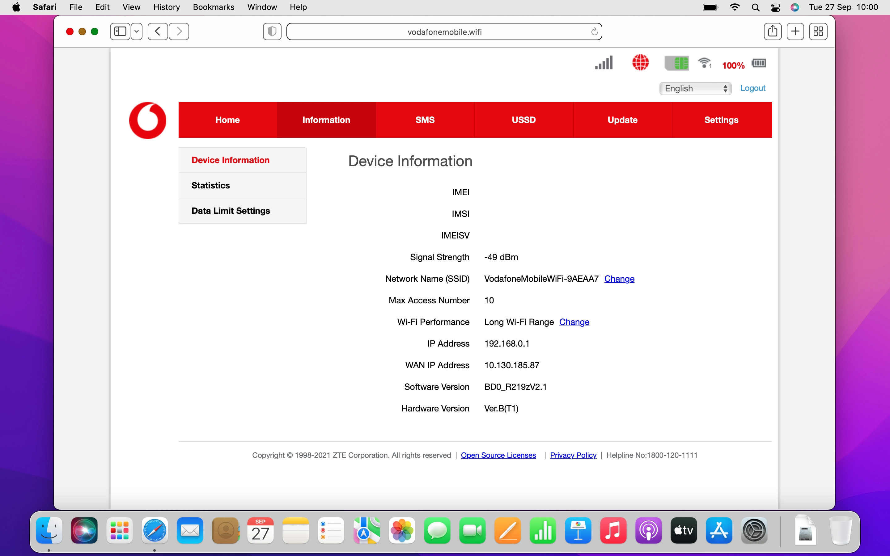 In Information you can see general information about your router and various statistics.