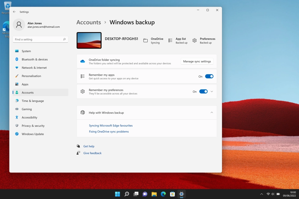 Click Manage sync settings.