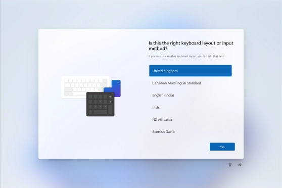 Click the required keyboard layout.