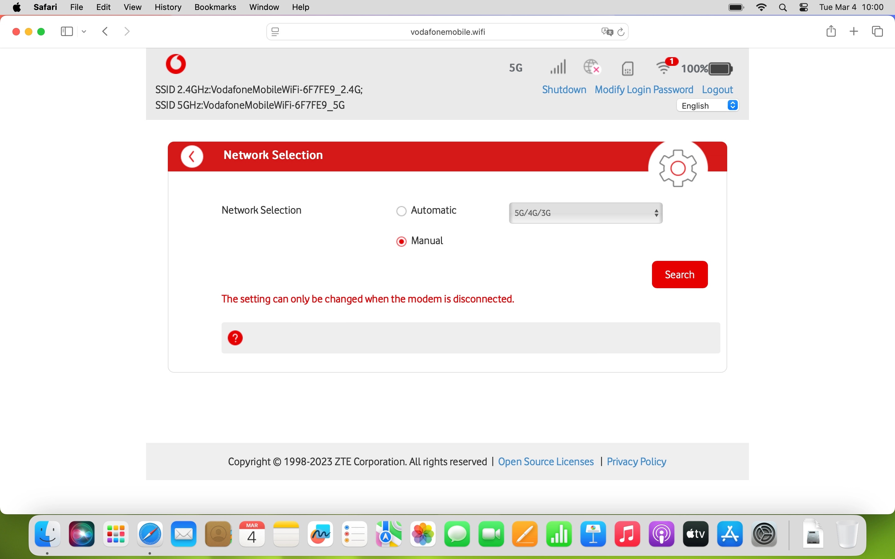 Click Search and wait while your router searches for available networks.