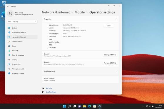 Your laptop's IMEI number is displayed next to IMEI:.