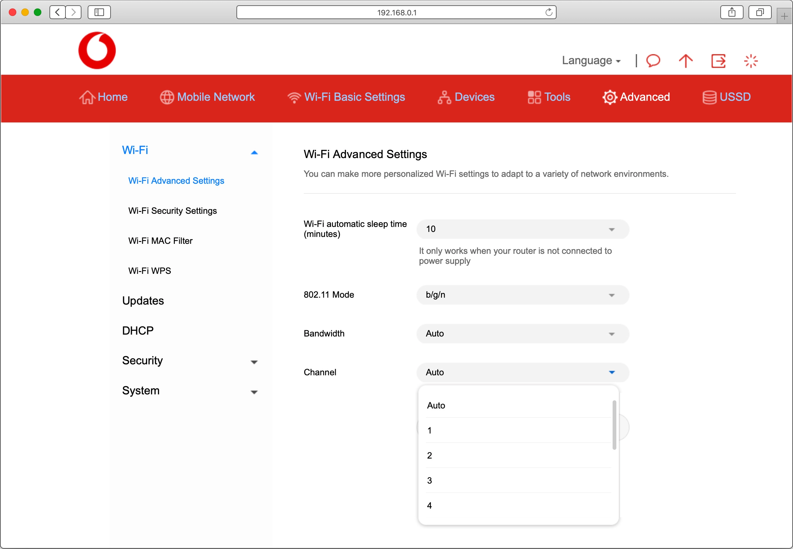 Click the required channel.