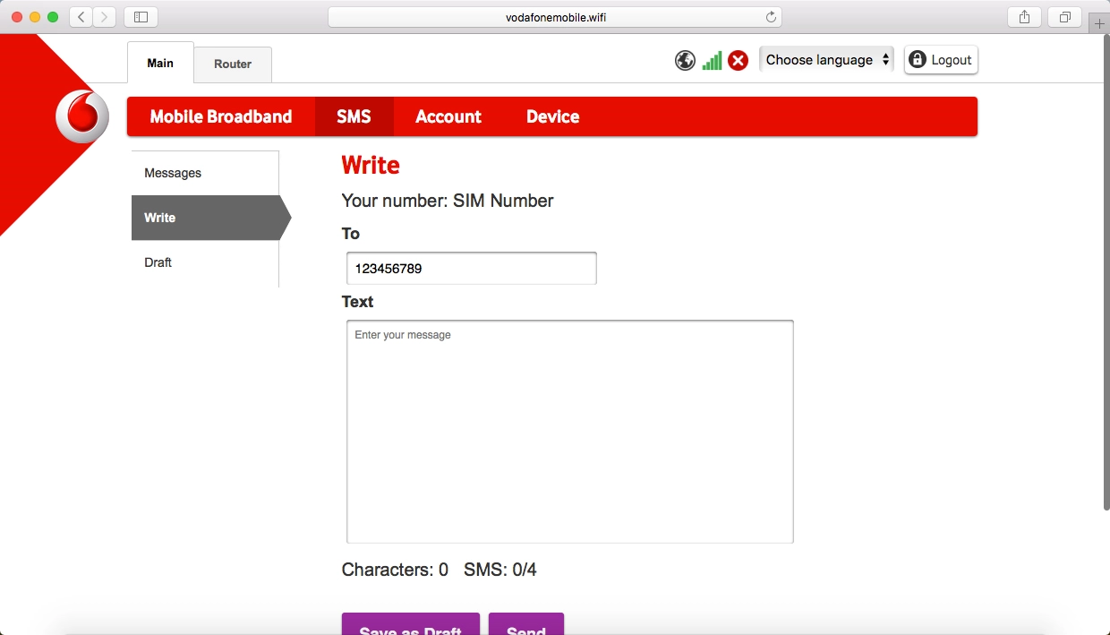 Click the text input field and write the text for your text message.